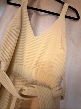 Lost + Wander Night Rider Cream Corduroy Wide Leg Jumpsuit S